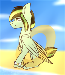 Size: 1114x1282 | Tagged: safe, artist:okimichan, oc, oc only, oc:akane, pegasus, pony, female, inner tube, mare, solo, two toned wings, wings