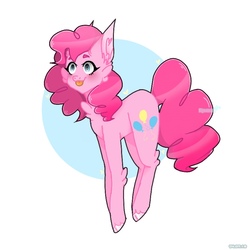Size: 768x768 | Tagged: safe, artist:spacestar-ray, pinkie pie, earth pony, pony, g4, :p, abstract background, cheek fluff, chest fluff, cloven hooves, colored hooves, cute, diapinkes, ear fluff, female, leg fluff, solo, tongue out