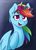Size: 1280x1793 | Tagged: safe, artist:cadetredshirt, rainbow dash, pegasus, pony, g4, cute, dashabetes, ear fluff, female, floral head wreath, flower, flower in hair, gradient background, looking up, mare, obtrusive watermark, open mouth, patreon, patreon logo, patreon reward, pleasantly surprised, raised hoof, simple background, smiling, solo, watermark, wings
