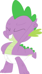 Size: 2017x3560 | Tagged: safe, artist:porygon2z, edit, editor:slayerbvc, spike, dragon, g4, briefs, clothes, dancing, high res, male, silly panties, simple background, solo, spikey-whities, tighty whities, transparent background, underwear, vector