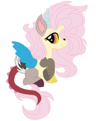 Size: 427x536 | Tagged: safe, artist:bezziie, artist:selenaede, fluttershy, draconequus, g4, alternate universe, base used, draconequified, female, flutterequus, simple background, solo, species swap, transparent background