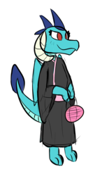 Size: 1400x2400 | Tagged: safe, artist:neonhuo, princess ember, pony, g4, clothes, female, newbie artist training grounds, simple background, solo, transparent background, vaguely asian robe