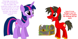 Size: 2736x1387 | Tagged: safe, artist:shadymeadow, twilight sparkle, oc, oc:fried egg, alicorn, pony, unicorn, g4, chest, male, simple background, stallion, transparent background, twilight sparkle (alicorn)