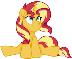 Size: 9086x7460 | Tagged: safe, artist:ejlightning007arts, sunset shimmer, pony, unicorn, g4, absurd resolution, cute, female, mare, shimmerbetes, simple background, sitting, smiling, solo, transparent background