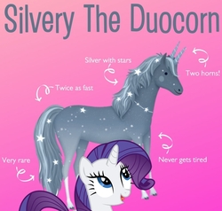 Size: 902x858 | Tagged: safe, rarity, pony, unicorn, g4, crossover, duocorn, pinkalicous, silvery