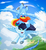 Size: 2500x2734 | Tagged: safe, artist:spntax, rainbow dash, soarin', pony, g4, cloud, flying, high res, river, sky