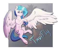 Size: 1221x1047 | Tagged: safe, artist:tanatos, oc, oc:tavifly, pegasus, pony, chest fluff, female, fluffy, food, ice cream, looking at you, mare, solo, tongue out, wings