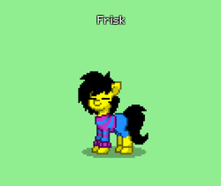 Size: 1713x1445 | Tagged: safe, artist:calledrocket265, pony, pony town, frisk, green background, ponified, simple background, solo, undertale