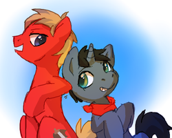 Size: 500x400 | Tagged: safe, artist:cuppae, earth pony, pony, unicorn, duo, merlin, ponified