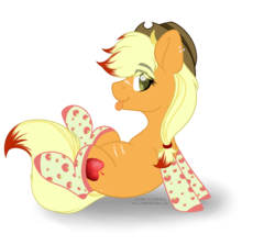 Size: 4584x4091 | Tagged: safe, artist:maximkoshe4ka, oc, oc only, oc:jacklyn apples, earth pony, pony, apple, clone, clothes, cowboy hat, ear piercing, earring, female, food, freckles, hat, heart eyes, jewelry, mare, not applejack, piercing, raised leg, scar, simple background, sitting, socks, solo, tongue out, transparent background, wingding eyes, ych result
