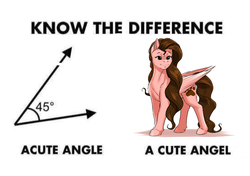 Size: 1264x891 | Tagged: safe, artist:mykegreywolf, artist:spectrumheat, oc, oc only, oc:pawprint, pegasus, pony, a cute angel, angle, cute, female, know the difference, mare, meme, solo