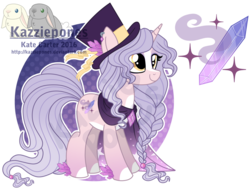 Size: 1024x780 | Tagged: safe, artist:kazziepones, oc, oc only, oc:crystal charm, pony, unicorn, female, hat, mare, reference sheet, solo, top hat