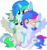 Size: 6967x7345 | Tagged: safe, artist:cyanlightning, oc, oc:azure lightning, oc:cyan lightning, oc:emerald lightning, pegasus, pony, unicorn, .svg available, absurd resolution, blushing, brother and sister, clothes, colt, cute, ear fluff, female, filly, glasses, hug, leg warmers, lidded eyes, male, ocbetes, scarf, siblings, simple background, smiling, spread wings, transparent background, trio, vector, wings