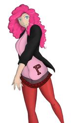 Size: 1404x2360 | Tagged: safe, artist:eve-ashgrove, pinkie pie, human, g4, ann takamaki, clothes, female, humanized, persona, persona 5, reference, simple background, smiling, solo