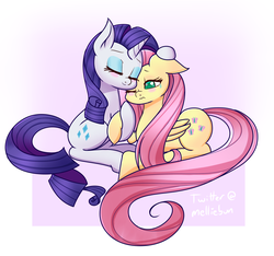 Size: 1600x1500 | Tagged: safe, artist:melliedraws, fluttershy, rarity, pegasus, pony, unicorn, g4, blushing, comforting, crying, duo, duo female, female, lesbian, mare, ship:flarity, shipping
