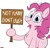 Size: 1125x1086 | Tagged: safe, artist:kdbrony, pinkie pie, earth pony, pony, g4, female, looking at you, mare, meme, not funny didn't laugh, reaction image, sign, simple background, smiling, solo