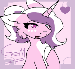 Size: 730x677 | Tagged: safe, artist:xgalacticxstudios18x, oc, oc only, pony, unicorn, bust, colored, colored hooves, commission, freckles, heterochromia, hoof on chest, solo, three quarter view