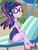 Size: 1800x2400 | Tagged: safe, artist:artmlpk, sci-twi, twilight sparkle, equestria girls, g4, my little pony equestria girls: better together, anatomically incorrect, beach, beach chair, blushing, chair, clothes, cute, feet, female, flip-flops, geode of telekinesis, magical geodes, one-piece swimsuit, ponytail, smiling, solo, swimsuit, twiabetes