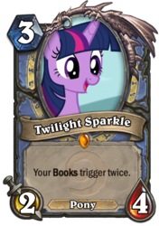 Size: 400x569 | Tagged: safe, twilight sparkle, alicorn, pony, g4, card, cropped, cute, hearthstone, that pony sure does love books, twiabetes, twilight sparkle (alicorn), warcraft