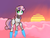 Size: 1600x1200 | Tagged: safe, artist:provolonepone, sweetie belle, pony, robot, robot pony, g4, cloud, cute, diasweetes, female, flying, solo, sun, sunset, sweetie bot, thruster