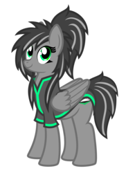 Size: 2341x3210 | Tagged: safe, artist:deroach, oc, oc only, oc:morning star, pegasus, pony, equestria project humanized, clothes, coat, cutie mark, fanfic, fanfic art, female, high res, mare, ponytail, show accurate, simple background, solo, transparent background