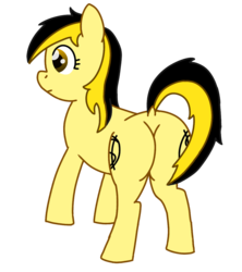 Size: 1066x1200 | Tagged: safe, artist:anonymous, oc, oc:leslie fair, earth pony, pony, /mlpol/, butt, buttcheeks, dock, drawthread, female, looking, plot, raised tail, rear view, standing, tail, the ass was fat