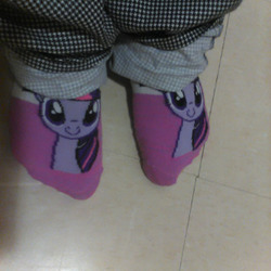 Size: 320x320 | Tagged: safe, twilight sparkle, human, g4, clothes, feet, foot focus, irl, merchandise, photo, socks