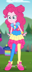 Size: 342x761 | Tagged: safe, screencap, pinkie pie, accountibilibuddies, equestria girls, g4, my little pony equestria girls: choose your own ending, clothes, cropped, cute, diapinkes, female, geode of sugar bombs, magical geodes, pantyhose, shoes, smiling, sneakers, solo