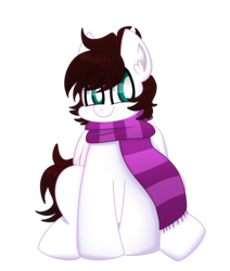 Size: 1692x2000 | Tagged: safe, artist:saveraedae, oc, oc only, oc:markey malarkey, pegasus, pony, aside glance, clothes, looking to the left, male, ponified, scarf, simple background, sitting, smiling, solo, the mark side, transparent background, ych result