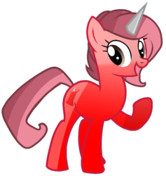 Size: 1001x1056 | Tagged: safe, artist:rainbow eevee, object pony, original species, pony, pushpin pony, unicorn, battle for dream island, female, horn, mare, pin, pin (battle for dream island), pointy horn, ponified, raised hoof, sharp horn, solo