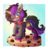 Size: 2301x2397 | Tagged: safe, artist:chaosangeldesu, oc, oc only, oc:purple flame, pony, unicorn, :p, chibi, clothes, cookie, food, headphones, high res, hoodie, male, one eye closed, socks, solo, stallion, standing, striped socks, tongue out, wink