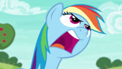 Size: 2880x1620 | Tagged: safe, screencap, rainbow dash, pony, buckball season, g4, bust, faic, female, mare, mawshot, nose in the air, open mouth, portrait, rainbow dash is best facemaker, solo, upscaled, uvula