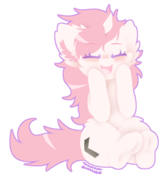 Size: 550x590 | Tagged: safe, artist:vanillaswirl6, oc, oc only, oc:candy sweet, pony, unicorn, cute, happy, open mouth, simple background, sitting, solo, transparent background