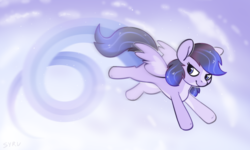 Size: 2000x1200 | Tagged: safe, artist:survya, pony, cloud, flying, pegasus oc, sky, two toned coat, two toned wings, wings