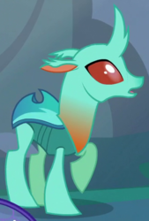 Size: 328x486 | Tagged: safe, screencap, cornicle, changedling, changeling, g4, to change a changeling, background changeling, cropped, raised hoof, solo