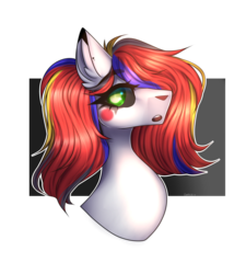 Size: 4500x5000 | Tagged: safe, artist:umiimou, oc, oc only, oc:scraps, pony, absurd resolution, black sclera, bust, female, mare, portrait, simple background, solo, transparent background