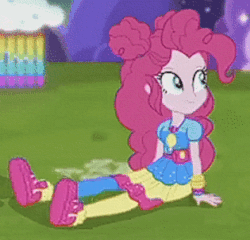 Size: 315x302 | Tagged: source needed, safe, edit, edited screencap, screencap, pinkie pie, accountibilibuddies, accountibilibuddies: pinkie pie, equestria girls, g4, my little pony equestria girls: choose your own ending, animated, cropped, cute, diapinkes, female, geode of sugar bombs, gif, looped, magical geodes, shoes, sitting, sneakers, solo, wiggle