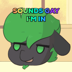 Size: 480x480 | Tagged: safe, artist:sexyflexy, oc, oc only, oc:villainshima, pony, animated, chibi, facial hair, gay, gif, goatee, male, meme, simple background, solo, sounds gay i'm in