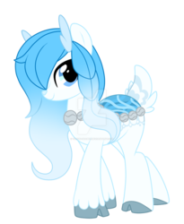 Size: 1024x1251 | Tagged: safe, artist:crystal-tranquility, oc, oc only, oc:glacia, deer pony, original species, pond pony, deviantart watermark, female, obtrusive watermark, simple background, solo, transparent background, watermark