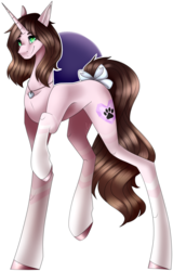 Size: 1311x2049 | Tagged: safe, artist:enderblackwings, oc, oc only, oc:cindy, pony, unicorn, bow, coat markings, colored hooves, concave belly, female, impossibly long legs, jewelry, long legs, mare, necklace, paw prints, simple background, smiling, socks (coat markings), solo, tail bow, transparent background