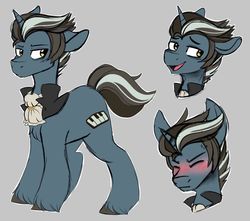 Size: 1024x905 | Tagged: safe, artist:daydreamsyndrom, oc, oc:piano forte, pony, unicorn, blushing, expressions, male, serious, serious face, smiling, stallion