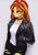 Size: 1158x1638 | Tagged: safe, artist:agaberu, sunset shimmer, equestria girls, g4, choker, chromatic aberration, clothes, collar, ear piercing, eyeshadow, female, hand in pocket, jacket, leather, leather jacket, makeup, piercing, ripped jeans, shirt, simple background, solo, spiked choker, spiked collar, studs, torn clothes, white background
