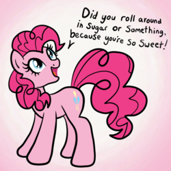 Size: 2100x2100 | Tagged: safe, artist:sjart117, part of a set, pinkie pie, earth pony, pony, g4, bad pickup line, female, flirting, high res, looking up, mare, pickup lines, smiling, solo, speech