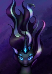 Size: 1154x1637 | Tagged: safe, artist:jeki, nightmare rarity, pony, unicorn, g4, alternate hairstyle, bust, female, head only, portrait, psychedelic, solo