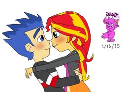 Size: 1024x764 | Tagged: safe, artist:stella-exquisa, flash sentry, sunset shimmer, equestria girls, g4, female, male, ship:flashimmer, shipping, straight