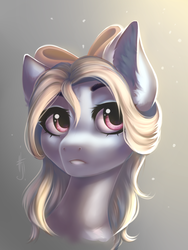 Size: 1200x1600 | Tagged: safe, artist:falafeljake, oc, oc only, earth pony, pony, bow, bust, female, hair bow, mare, portrait, solo