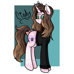 Size: 1024x1024 | Tagged: safe, artist:cheluat, oc, oc only, oc:cindy, pony, unicorn, bow, clothes, female, mare, solo, sweater, tail bow