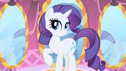 Size: 1280x720 | Tagged: safe, screencap, rarity, pony, unicorn, g4, butt, female, mare, mirror, opening, plot, rearity, solo, theme song