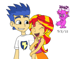 Size: 1024x819 | Tagged: safe, artist:stella-exquisa, flash sentry, sunset shimmer, equestria girls, g4, female, male, ship:flashimmer, shipping, straight
