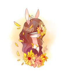 Size: 2464x2664 | Tagged: safe, artist:iheyyasyfox, oc, oc only, oc:padme, pony, bust, clothes, female, flower, high res, hoodie, mare, portrait, solo, sunflower